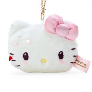 Sanrio Hello Kitty 50th anniversary Plush Keychain with Pink Bow